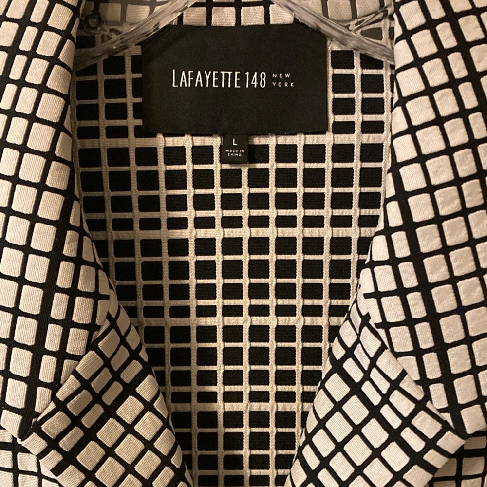 NWOT Lafayette 148 Black/Cream Check Jacket